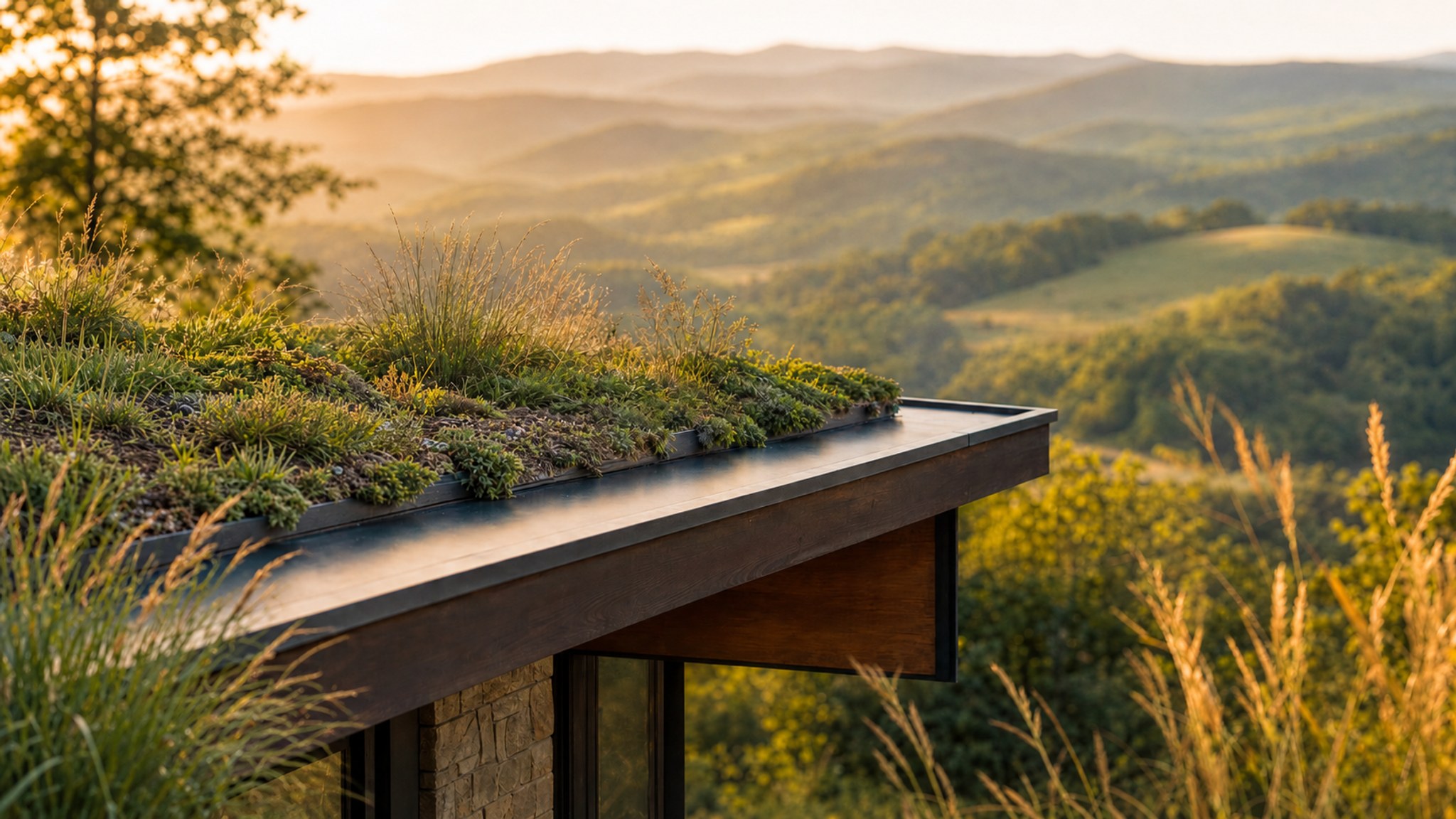 Green roof planted with vetiver grass